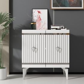 Cantek Dizayn Yumy Beyaz-Gümüş 75 cm Konsol Çok Amaçlı Dolap