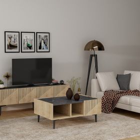 Cantek Draw Safirmeşe-Royalmermer Safir Meşe Orta Sehpa