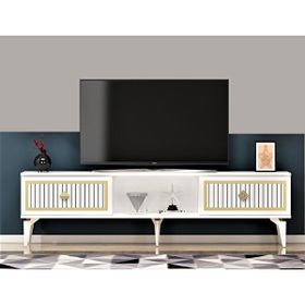 Cantek Nil Beyaz-Altın 150 cm Tv Sehpası