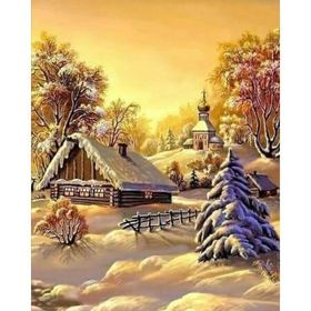 Canvas Hobby 50 x 65 cm Bir Kış Manzarası Kasnaklı Sayılarla Boyama Seti Duvar Sticker