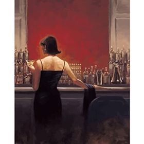 Canvas Hobby 90 x 110 cm Bardaki Kadın Kasnaklı Sayılarla Boyama Seti Duvar Sticker