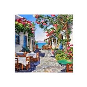 Canvas Hobby 90 x 110 cm Bodrum Taş Sokağı Kasnaklı Sayılarla Boyama Seti Duvar Sticker