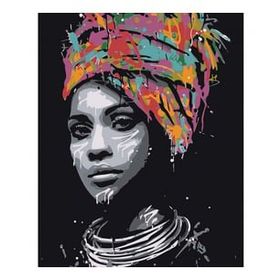 Canvas Hobby Afrikalı Güzel 1 70 x 90 cm Kasnaklı Sayılarla Boyama Seti