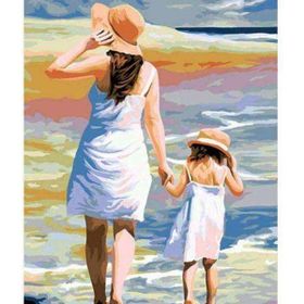 Canvas Hobby Anne ve Kız Kasnaklı 70 x 90 cm Boyama Seti