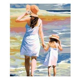 Canvas Hobby Anne ve Kız Kasnaklı 90 x 110 cm Boyama Seti