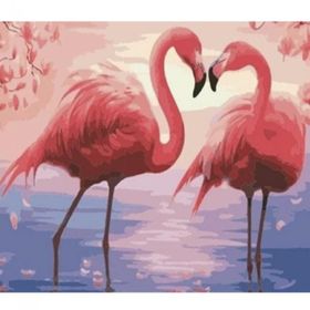 Canvas Hobby Aşık Flamingolar 50 x 65 cm Kasnaklı Sayılarla Boyama Seti