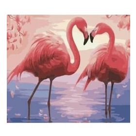 Canvas Hobby Aşık Flamingolar 70 x 90 cm Kasnaklı Sayılarla Boyama Seti