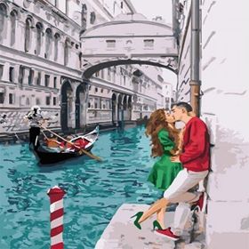 Canvas Hobby Aşık Olan Çiftler 70 x 90 cm Sayılarla Boyama Seti