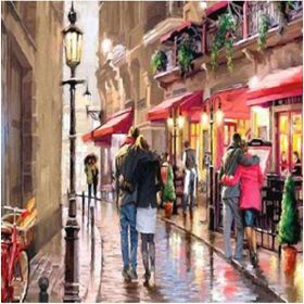 Canvas Hobby Aşıklar Sokağı Kasnaklı 100 x 140 cm Sayılarla Boyama Seti