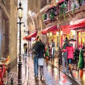 Canvas Hobby Aşıklar Sokağı Kasnaklı 100 x 140 cm Sayılarla Boyama Seti