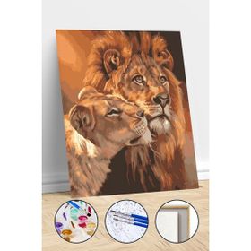 Canvas Hobby Aslanların Aşkı 50 x 65 cm Kasnaklı Sayılarla Boyama Seti