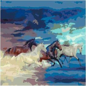 Canvas Hobby Atların Hedefi Kasnaklı 100 x 140 cm Sayılarla Boyama Seti
