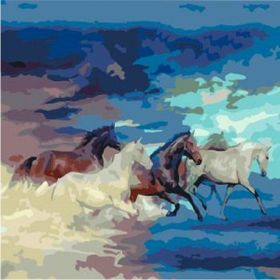 Canvas Hobby Atların Hedefi Kasnaklı 100 x 140 cm Sayılarla Boyama Seti