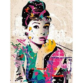 Canvas Hobby Audrey Hepburn Kasnaklı 100 x 140 cm Sayılarla Boyama Seti