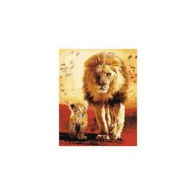 Canvas Hobby Baba Oğul Aslan Kasnaklı 70 x 90 cm Sayılarla Boyama Seti