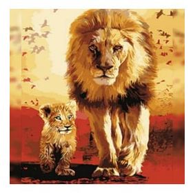 Canvas Hobby Baba Oğul Aslan Kasnaklı 70 x 90 cm Sayılarla Boyama Seti