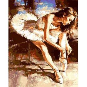 Canvas Hobby Balerin Hazırlanırken Kasnaklı 100 x 140 cm Sayılarla Boyama Seti