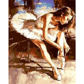 Canvas Hobby Balerin Hazırlanırken Kasnaklı 60 x 75 cm Sayılarla Boyama Seti