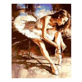 Canvas Hobby Balerin Hazırlanırken Kasnaklı 70 x 90 cm Sayılarla Boyama Seti