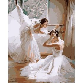 Canvas Hobby Beyaz Balerinler Kasnaklı 100 x 140 cm Sayılarla Boyama Seti