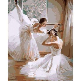 Canvas Hobby Beyaz Balerinler Kasnaklı 100 x 140 cm Sayılarla Boyama Seti