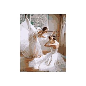 Canvas Hobby Beyaz Balerinler Kasnaklı 60 x 75 cm Sayılarla Boyama Seti