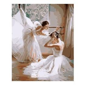 Canvas Hobby Beyaz Balerinler Kasnaklı 70 x 90 cm Sayılarla Boyama Seti