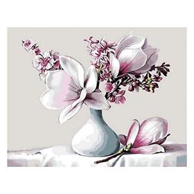 Canvas Hobby Beyaz Manolya Kasnaklı 40 x 50 cm Sayılarla Boyama Seti