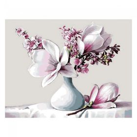 Canvas Hobby Beyaz Manolya Kasnaklı 40 x 50 cm Sayılarla Boyama Seti