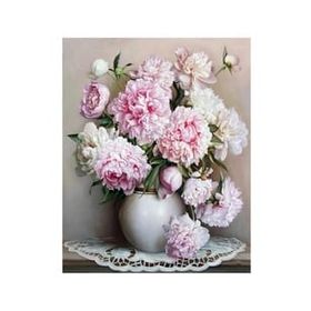 Canvas Hobby Beyaz Şakayık Kasnaklı 40 x 50 cm Sayılarla Boyama Seti