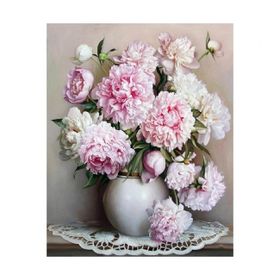Canvas Hobby Beyaz Şakayık Kasnaklı 60 x 75 cm Sayılarla Boyama Seti