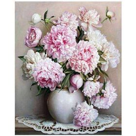 Canvas Hobby Beyaz Şakayık Kasnaklı 60 x 75 cm Sayılarla Boyama Seti