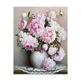 Canvas Hobby Beyaz Şakayık Kasnaklı 90 x 110 cm Sayılarla Boyama Seti
