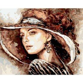 Canvas Hobby Büyük Şapkalı Lady Kasnaklı 100 x 140 cm Sayılarla Boyama Seti
