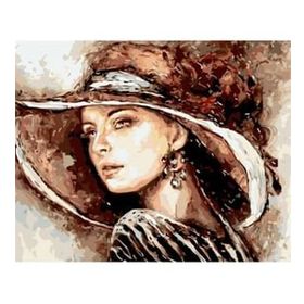 Canvas Hobby Büyük Şapkalı Lady Kasnaklı 40 x 50 cm Sayılarla Boyama Seti