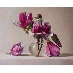 Canvas Hobby Cam Saksı ve Pempe Çiçekler Kasnaklı 40 x 50 cm Sayılarla Boyama Seti