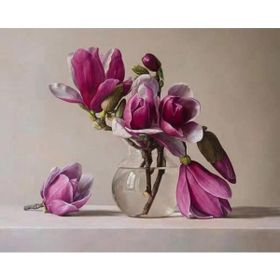 Canvas Hobby Cam Saksı ve Pempe Çiçekler Kasnaklı 40 x 50 cm Sayılarla Boyama Seti