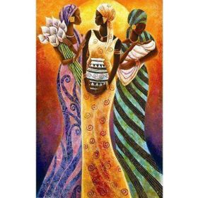 Canvas Hobby Canvas Afrika Kadınları Kasnaklı 60 x 75 cm Sayılarla Boyama Seti