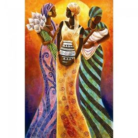 Canvas Hobby Canvas Afrika Kadınları Kasnaklı 60 x 75 cm Sayılarla Boyama Seti