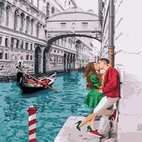 Canvas Hobby Canvas Aşık Olan Çiftler 50x65 cm Rulo Sayılarla Boyama Seti