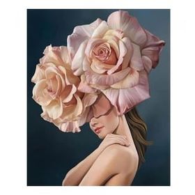 Canvas Hobby Canvas Çiçek Kadın 1 Renkli 50x65 cm Rulo Sayılarla Boyama Seti
