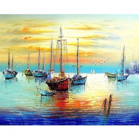 Canvas Hobby Canvas Güzel Bir Günde Yelkenliler 100 x 140 cm Kasnaklı Sayılarla Boyama Seti
