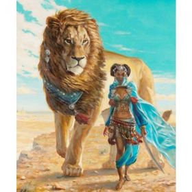 Canvas Hobby Canvas Güzel ve Aslan 60 x 75 cm Kasnaklı Sayılarla Boyama Seti