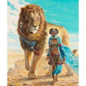 Canvas Hobby Canvas Güzel ve Aslan 60 x 75 cm Kasnaklı Sayılarla Boyama Seti