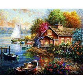 Canvas Hobby Canvas Hayalimdeki Evim 70 x 90 cm Kasnaklı Sayılarla Boyama Seti