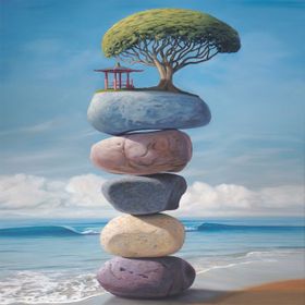 Canvas Hobby Canvas Huzurlu Yaşamak 70 x 90 cm Kasnaklı Sayılarla Boyama Seti