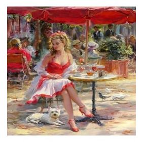 Canvas Hobby Canvas Kafedeki Güzel Kadın 70 x 90 cm Kasnaklı Sayılarla Boyama Seti