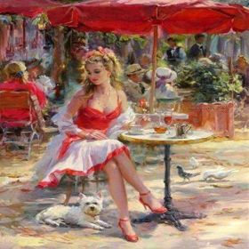 Canvas Hobby Canvas Kafedeki Güzel Kadın 70 x 90 cm Kasnaklı Sayılarla Boyama Seti