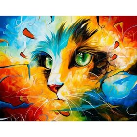 Canvas Hobby Canvas Kedi Portre 2 50x65 cm Rulo Sayılarla Boyama Seti