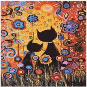 Canvas Hobby Canvas Kedilerin Rüyası 70 x 90 cm Kasnaklı Sayılarla Boyama Seti